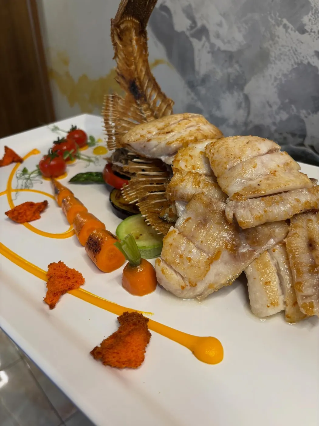 Rodaballo a la plancha emplatado